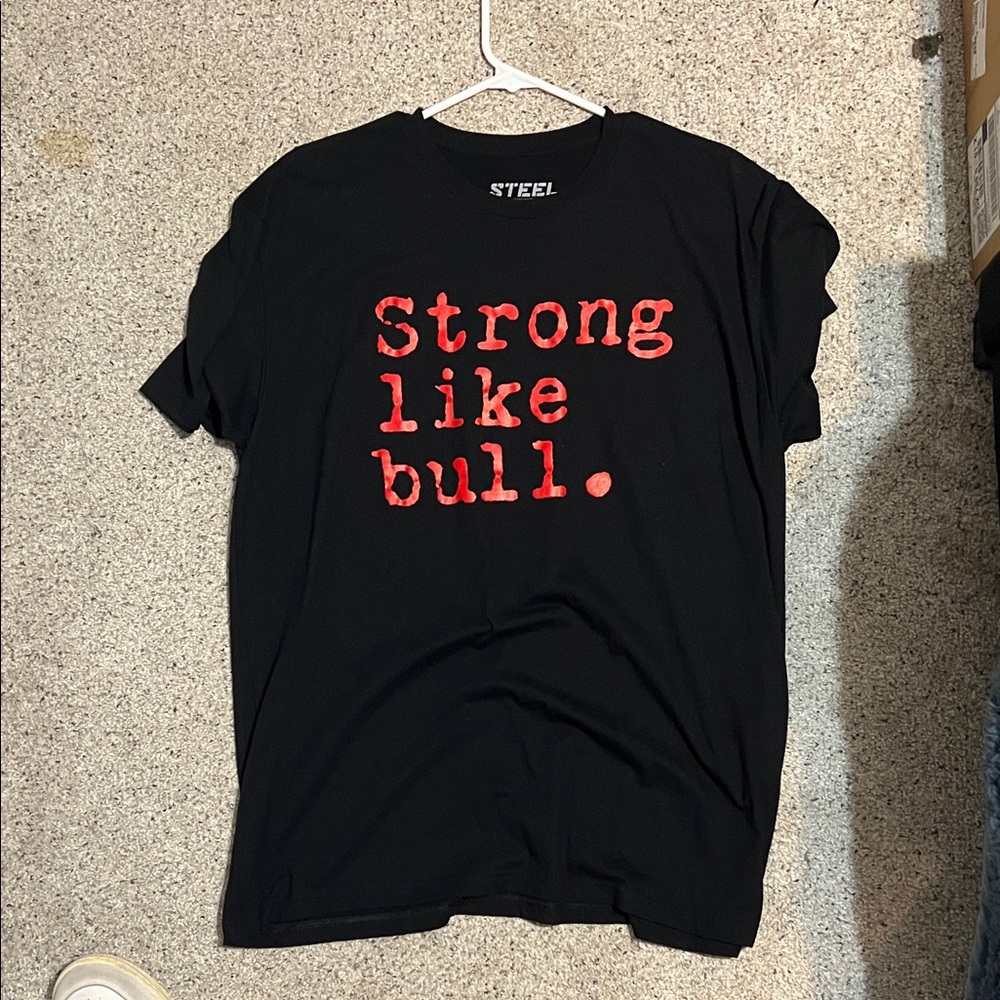 Black Tee with Red Bold Print